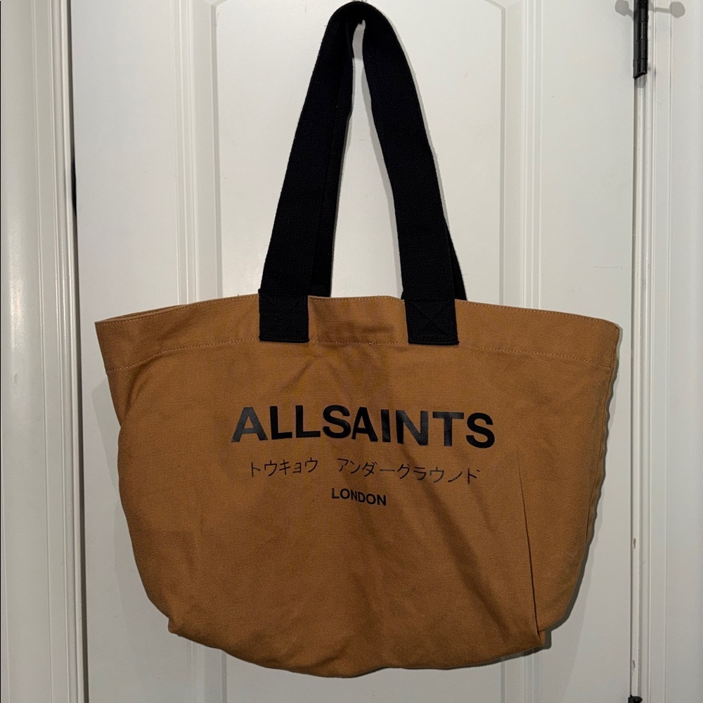 AllSaints Ali Logo All Cotton Canvas East/West Tote - Picture 5 of 10